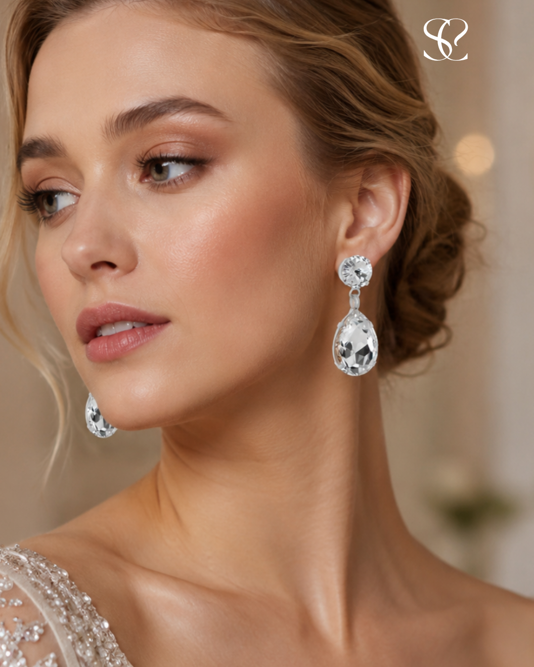 Angelina Style Bridal Crystal Earrings