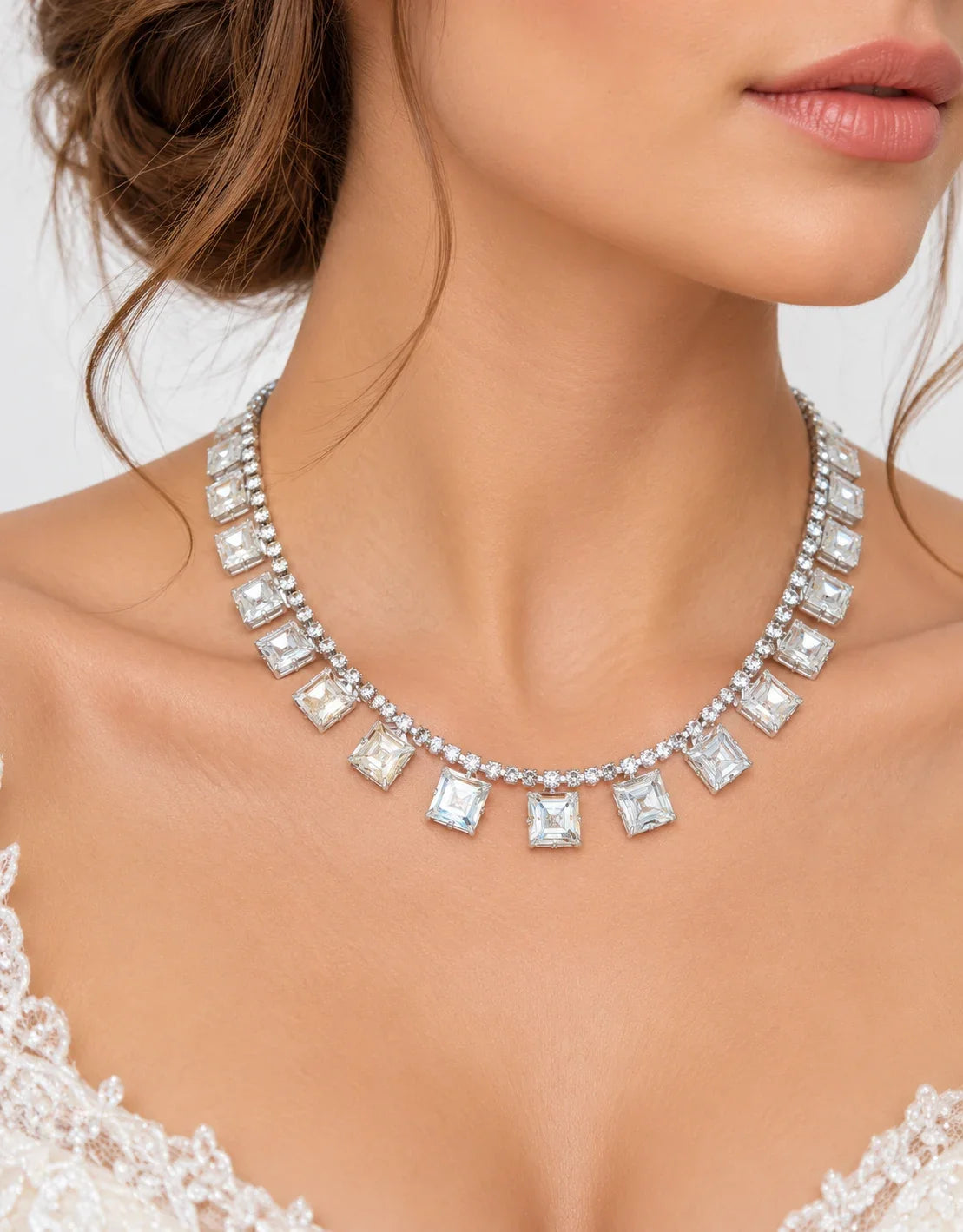 crystal necklace with earrings or simple pendant chains for brides, bridesmaid, prom and everyday styling