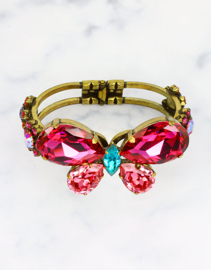 european design jewellery floral crystal bracelet with adjustable fit band