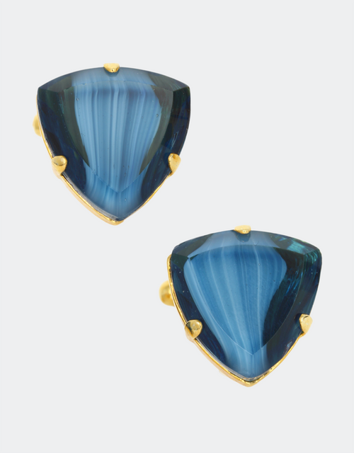 agata blue stone cufflinks for men