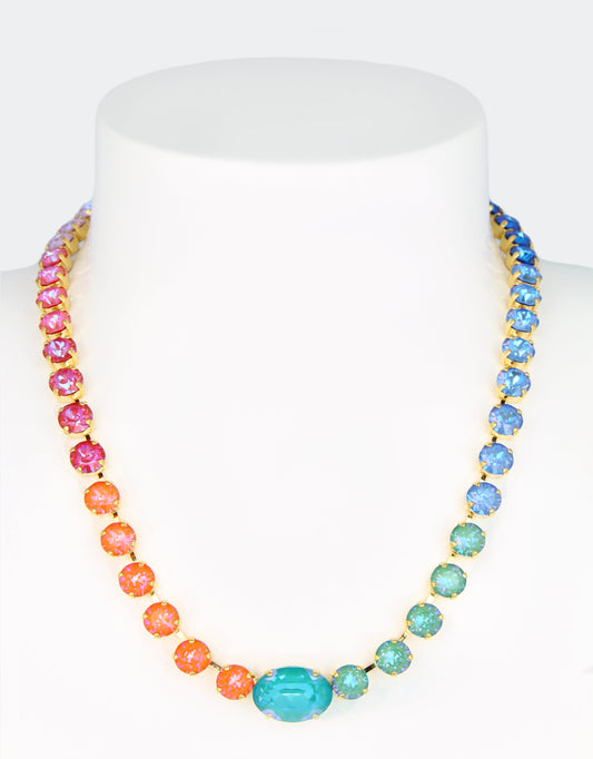 anjana crystal necklace by selene crystal has a multicolour crystals perfect for holiday wear