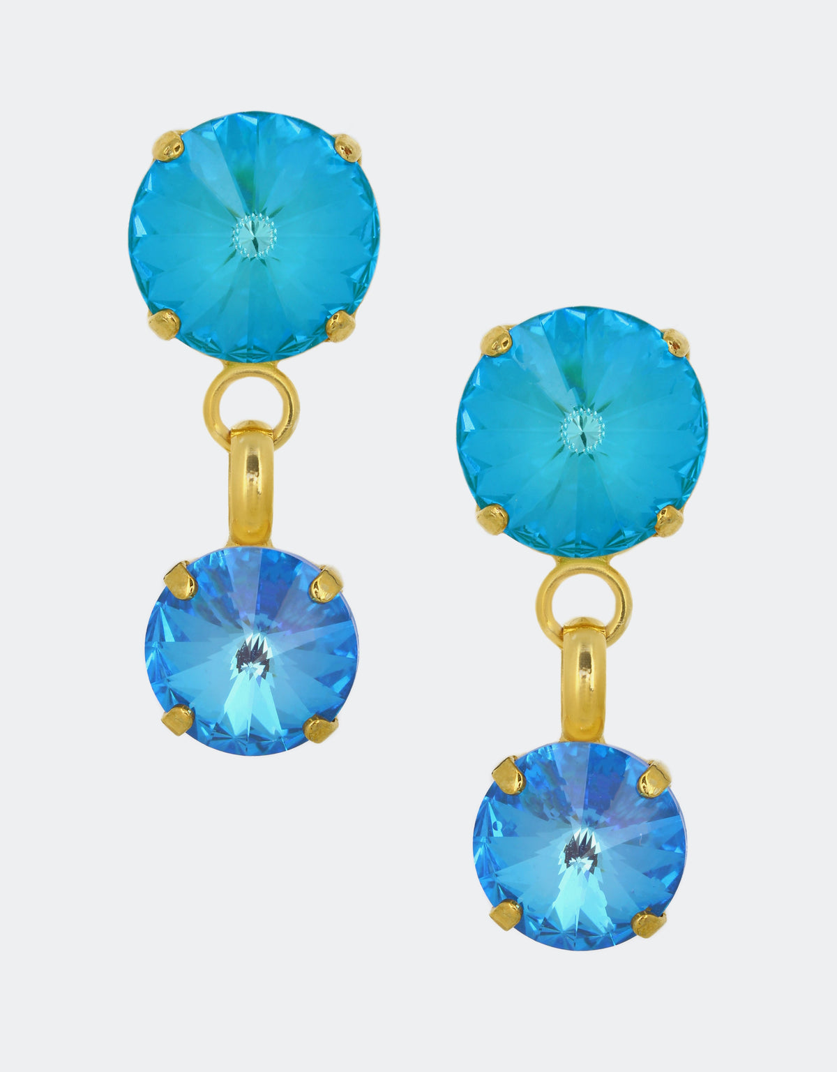 aqua blue crystal earrings for evening parties
