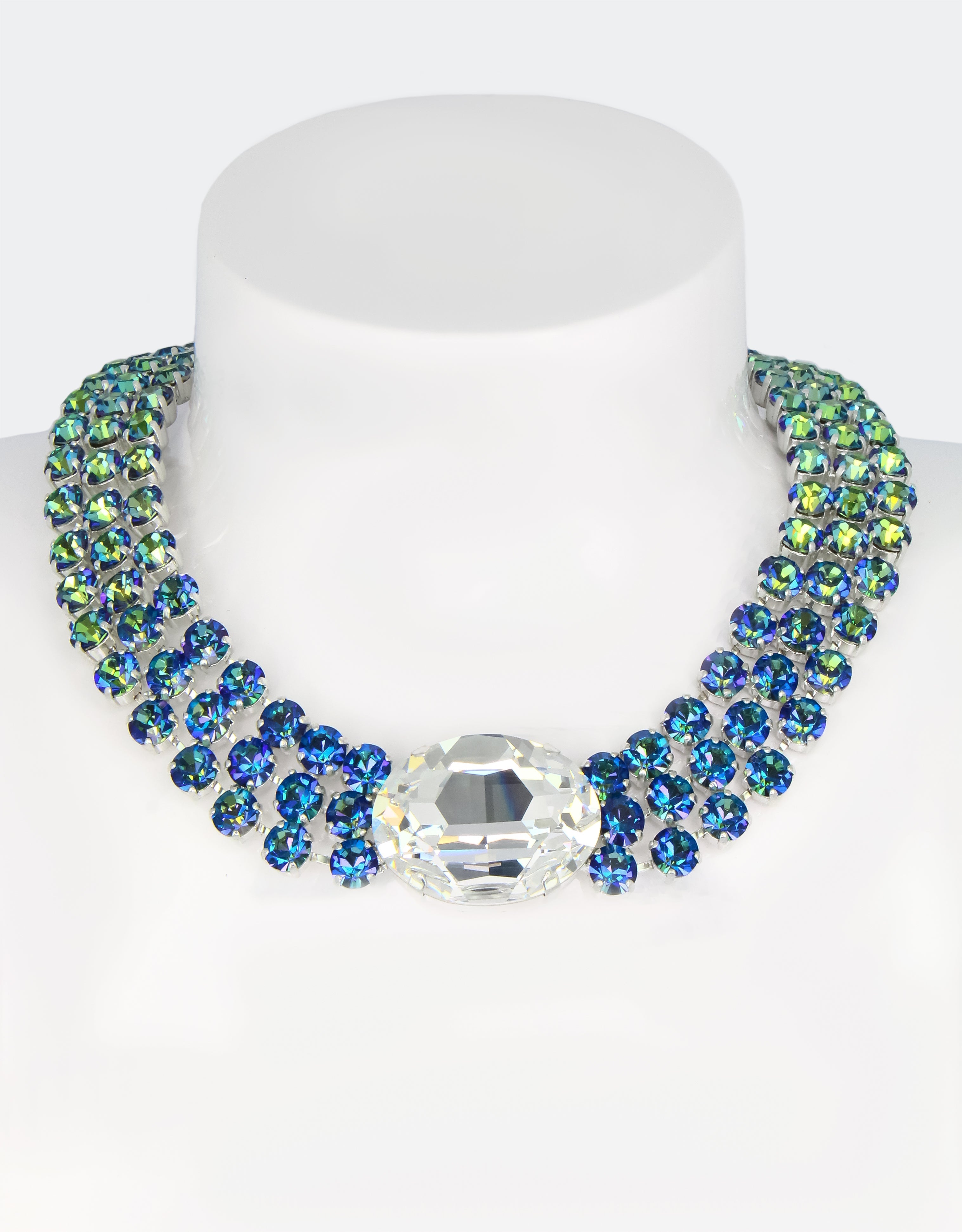 selene crystal audrey blue crystal necklace with silver chain