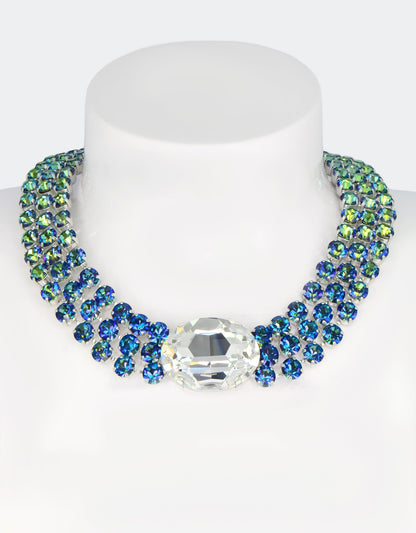 selene crystal audrey blue crystal necklace with silver chain