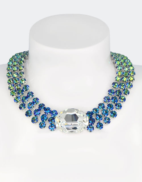 selene crystal audrey blue crystal necklace with silver chain