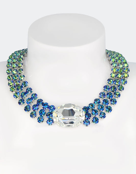 selene crystal audrey blue crystal necklace with silver chain