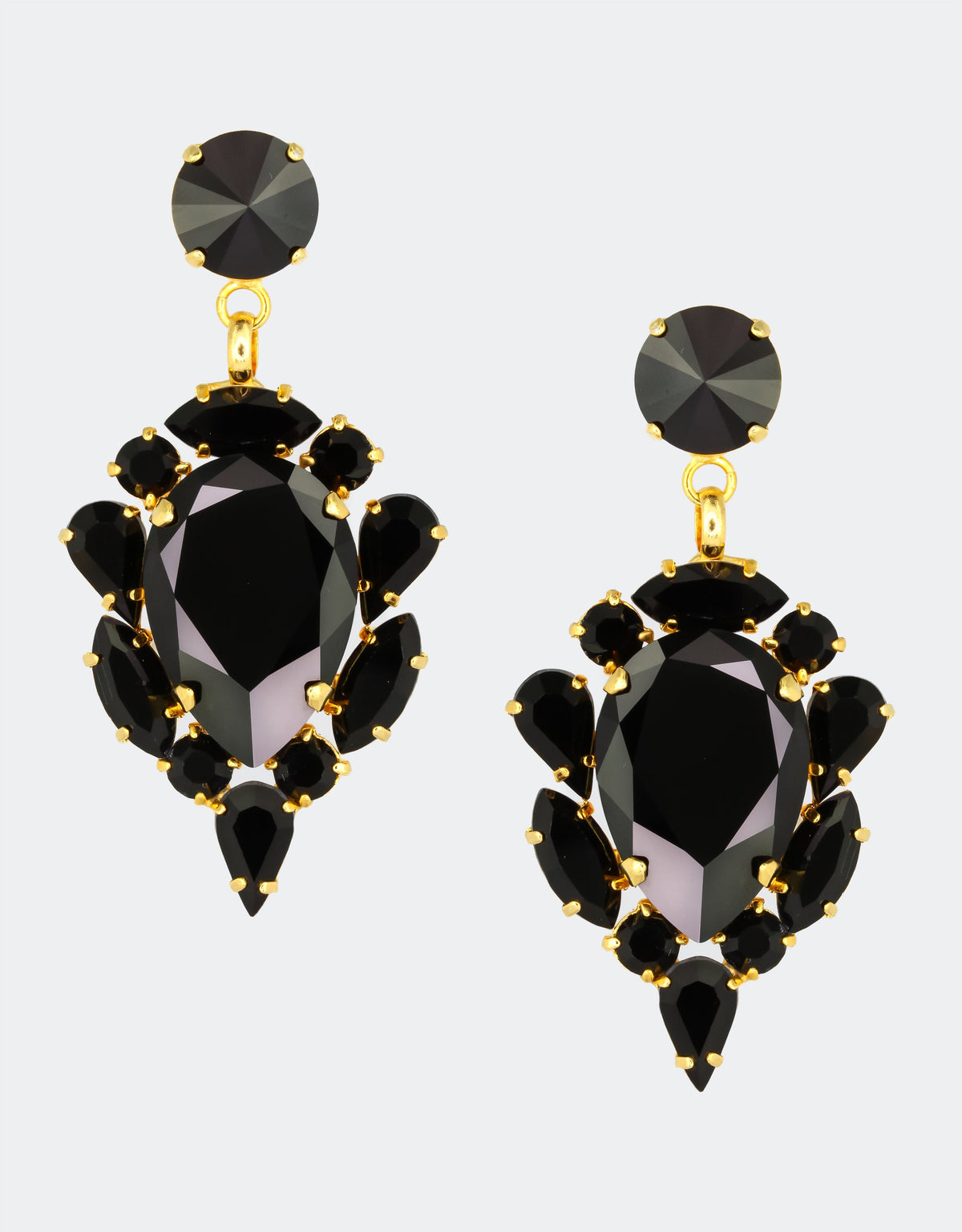 selene crystal black earrings for evening parties