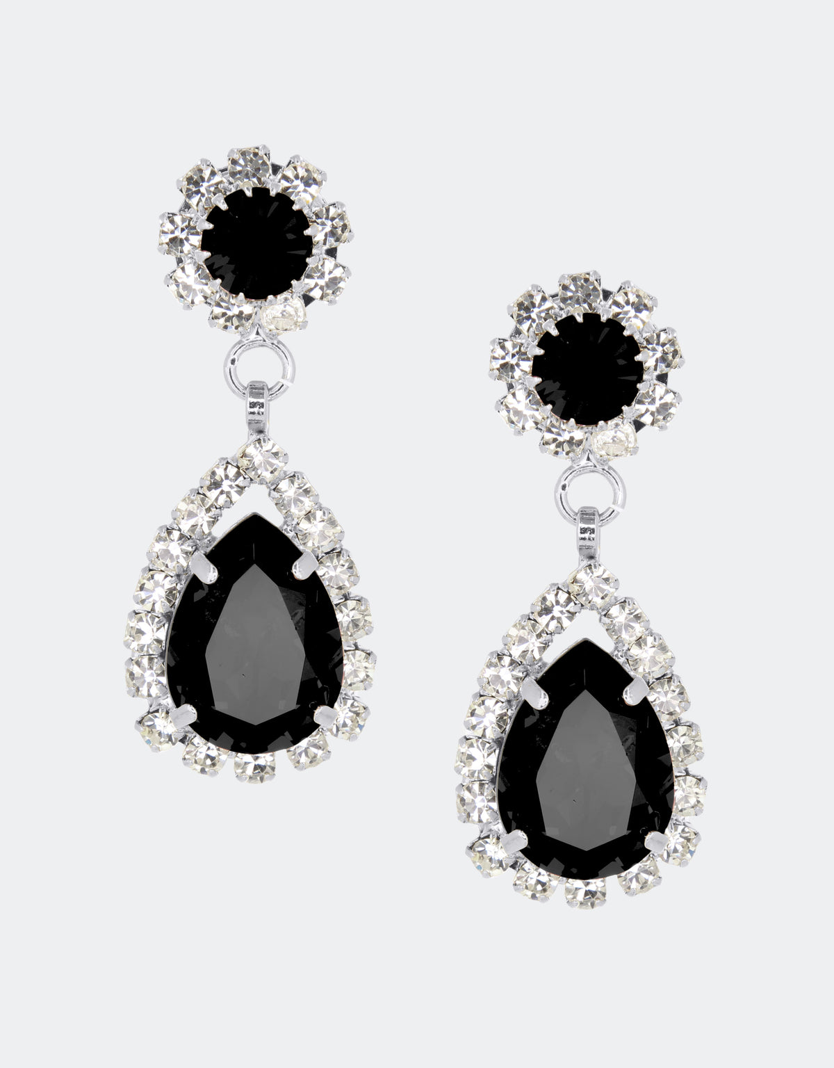black crystal earrings handcrafted in london for gala dinners