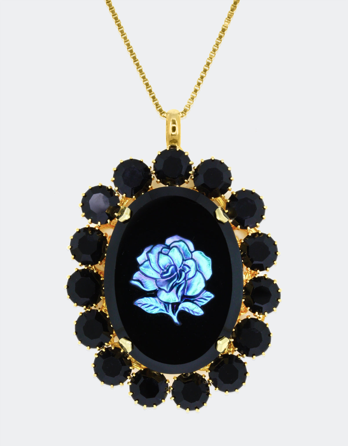 selene crystal victorian style black rose crystal pendant,  a heirloom jewellery