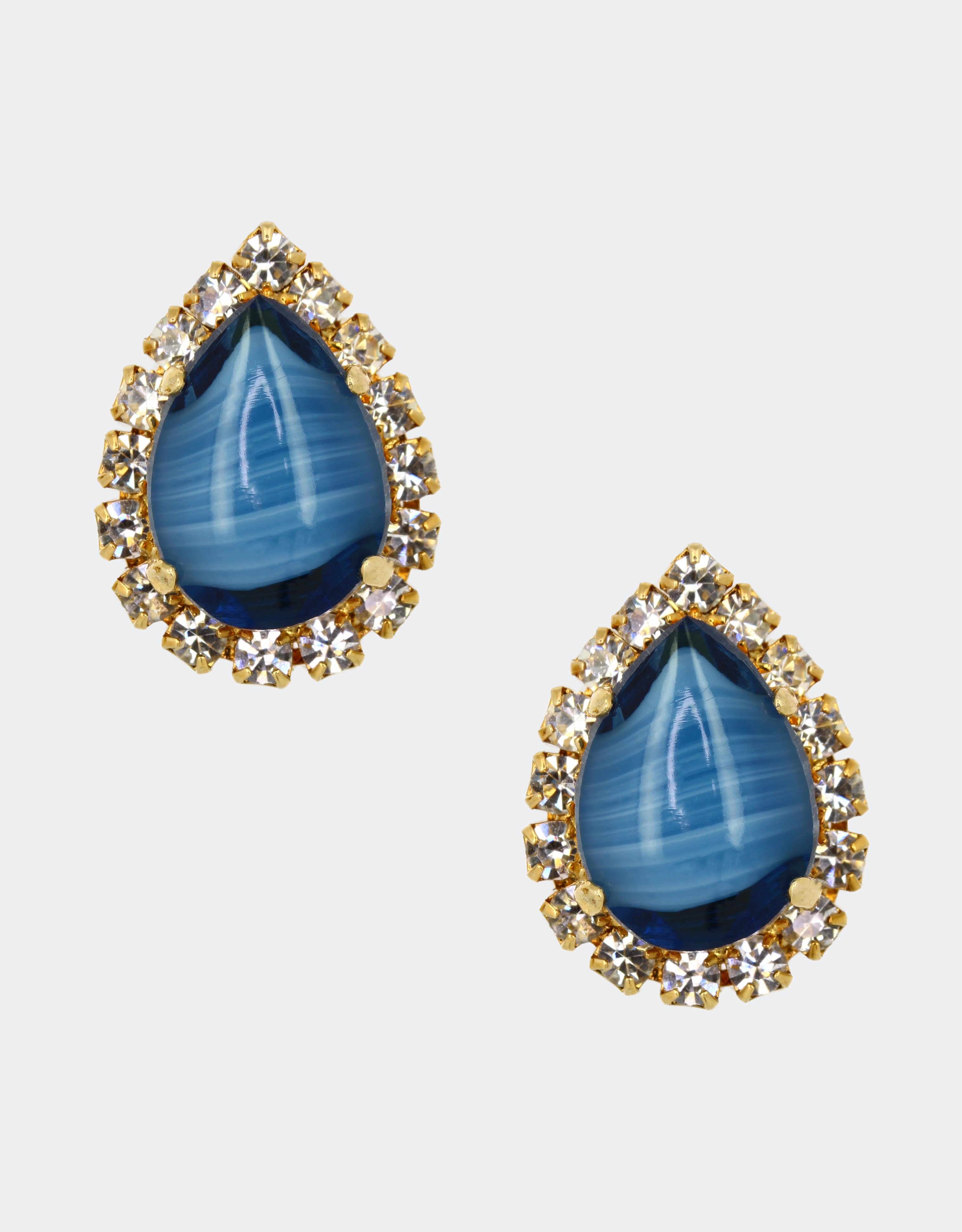 blue agata rosetta crystal earrings for brides