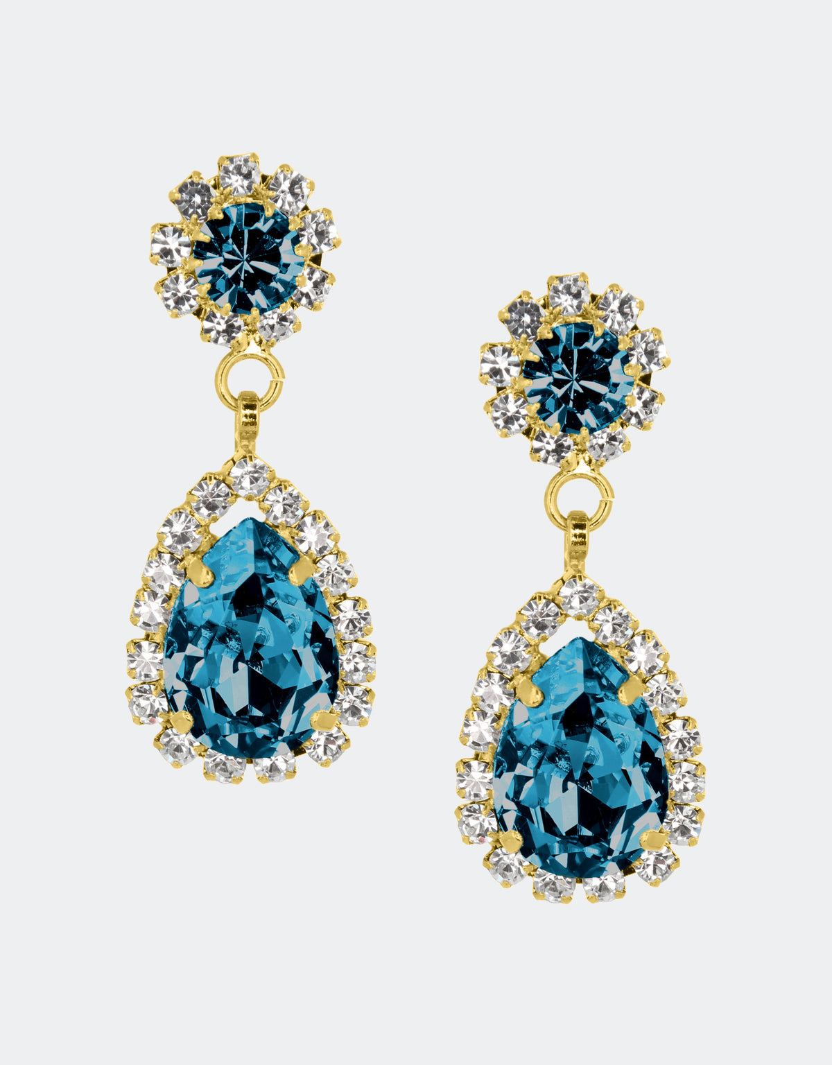blue crystal earrings for evening cocktail dinner party
