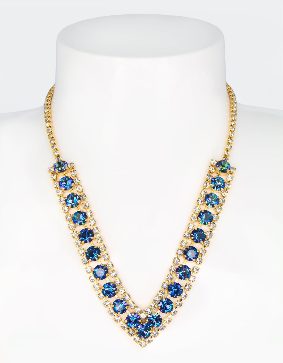 blue neckwear with elegant crystal design