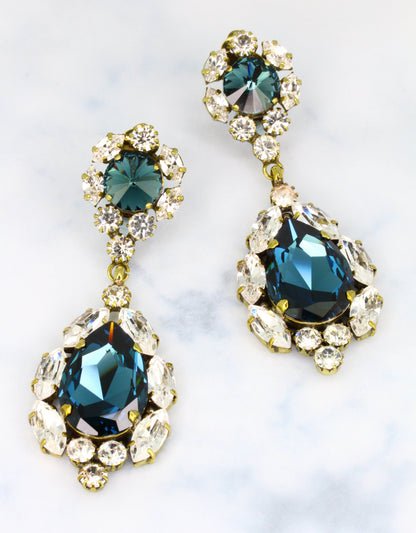 blue pear drop earrings a chic bridal jewellery