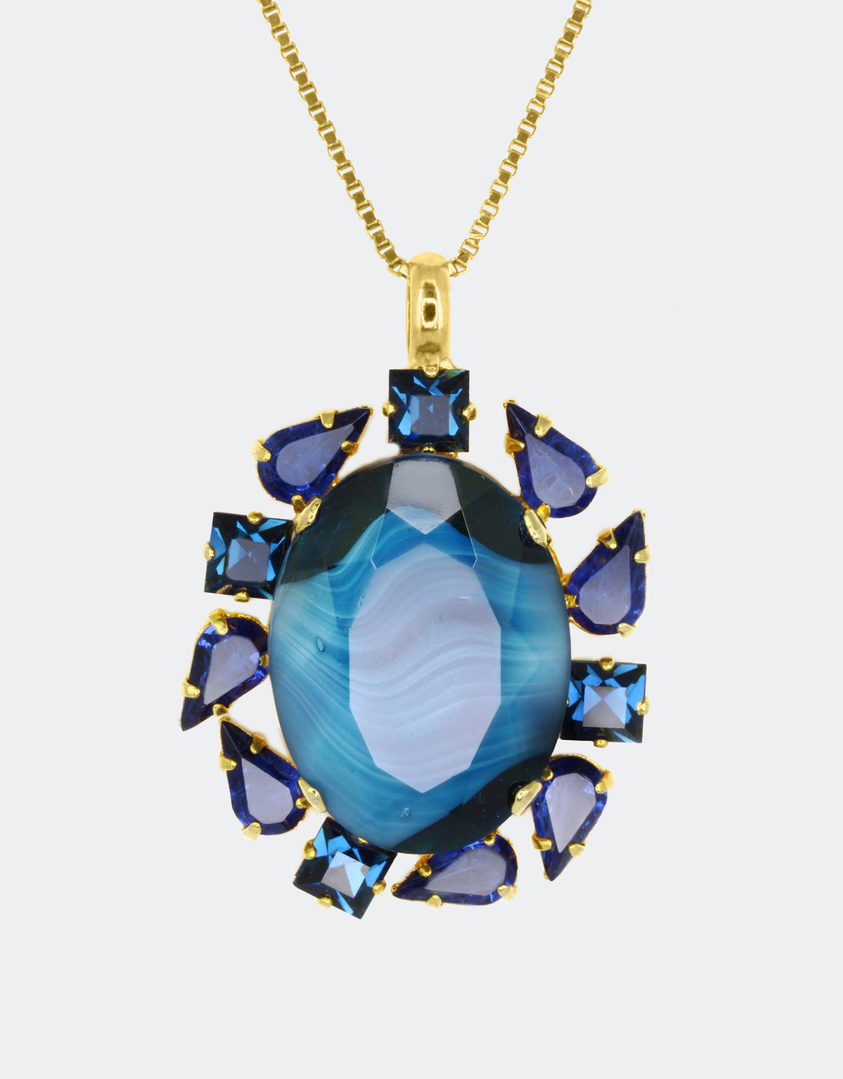 blue sapphire crystal pendant necklace for women 