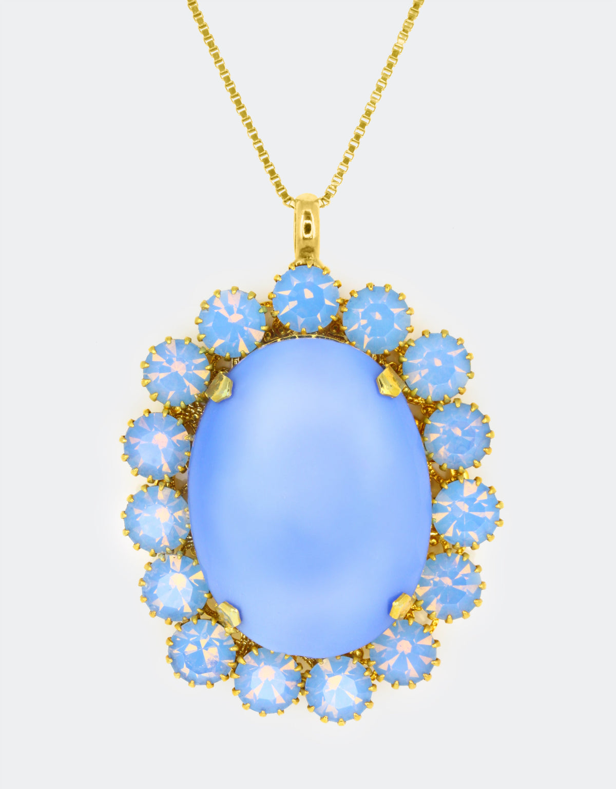 selene crystal vintage look blue oval pendant necklace