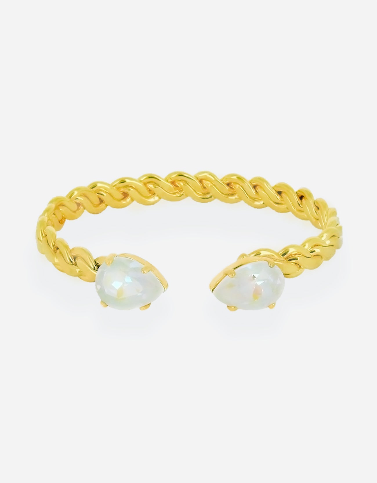 bracelets for brides with white crystals and golden adjustable band