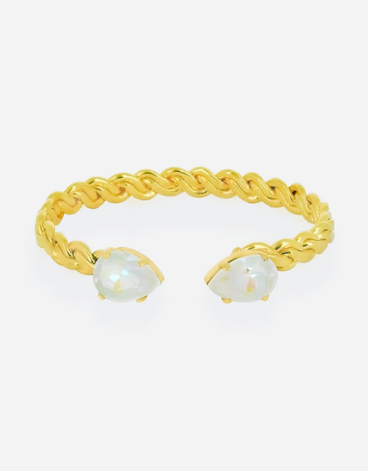 bracelets for brides with white crystals and golden adjustable band