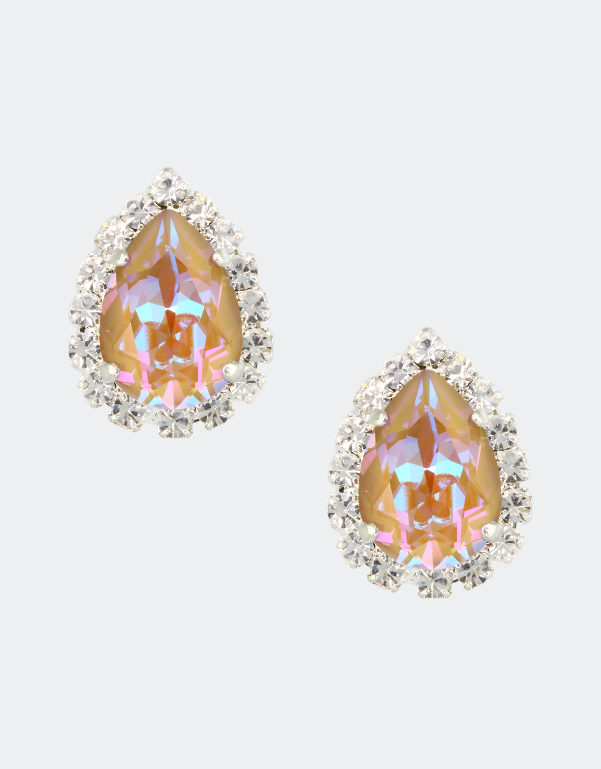 brown crystal earrings with silver plating