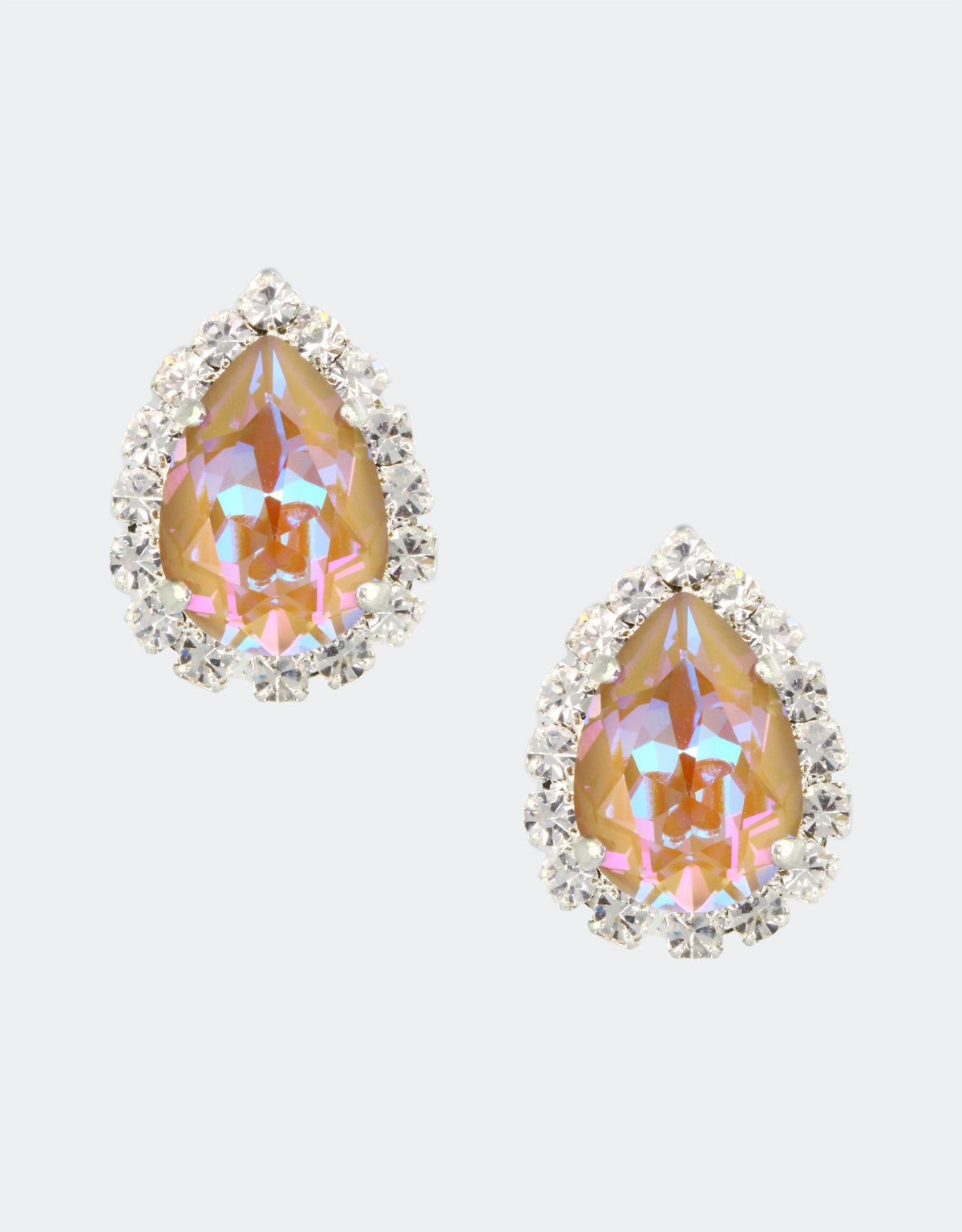 brown crystal earrings with silver plating