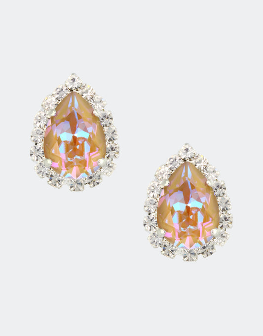 brown crystal earrings with silver plating