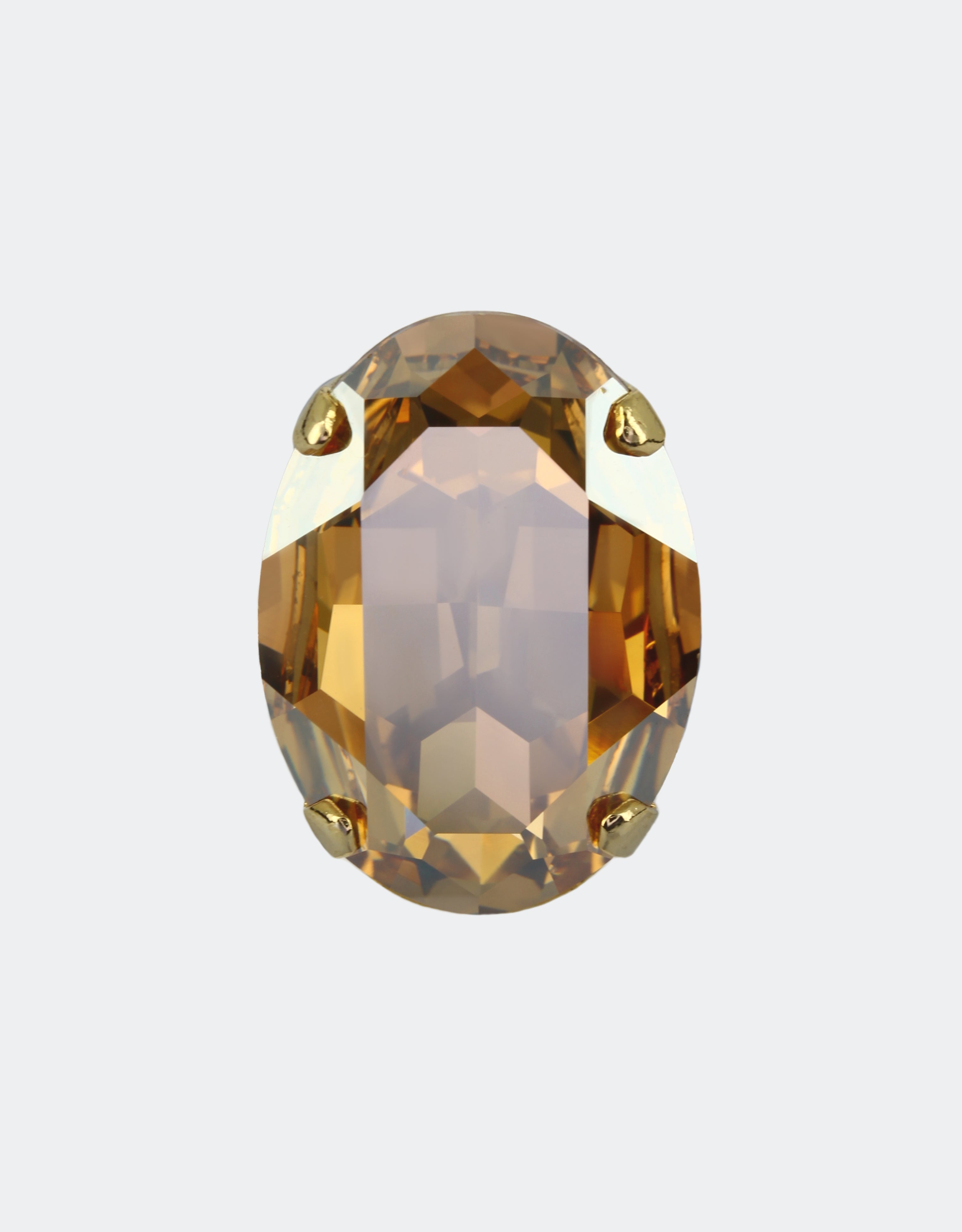 brown big crystal ring with golden band