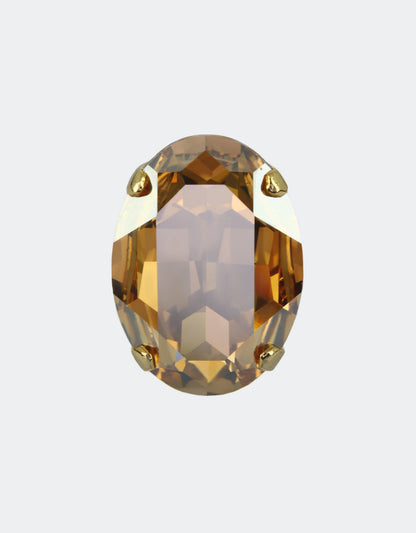 brown big crystal ring with golden band