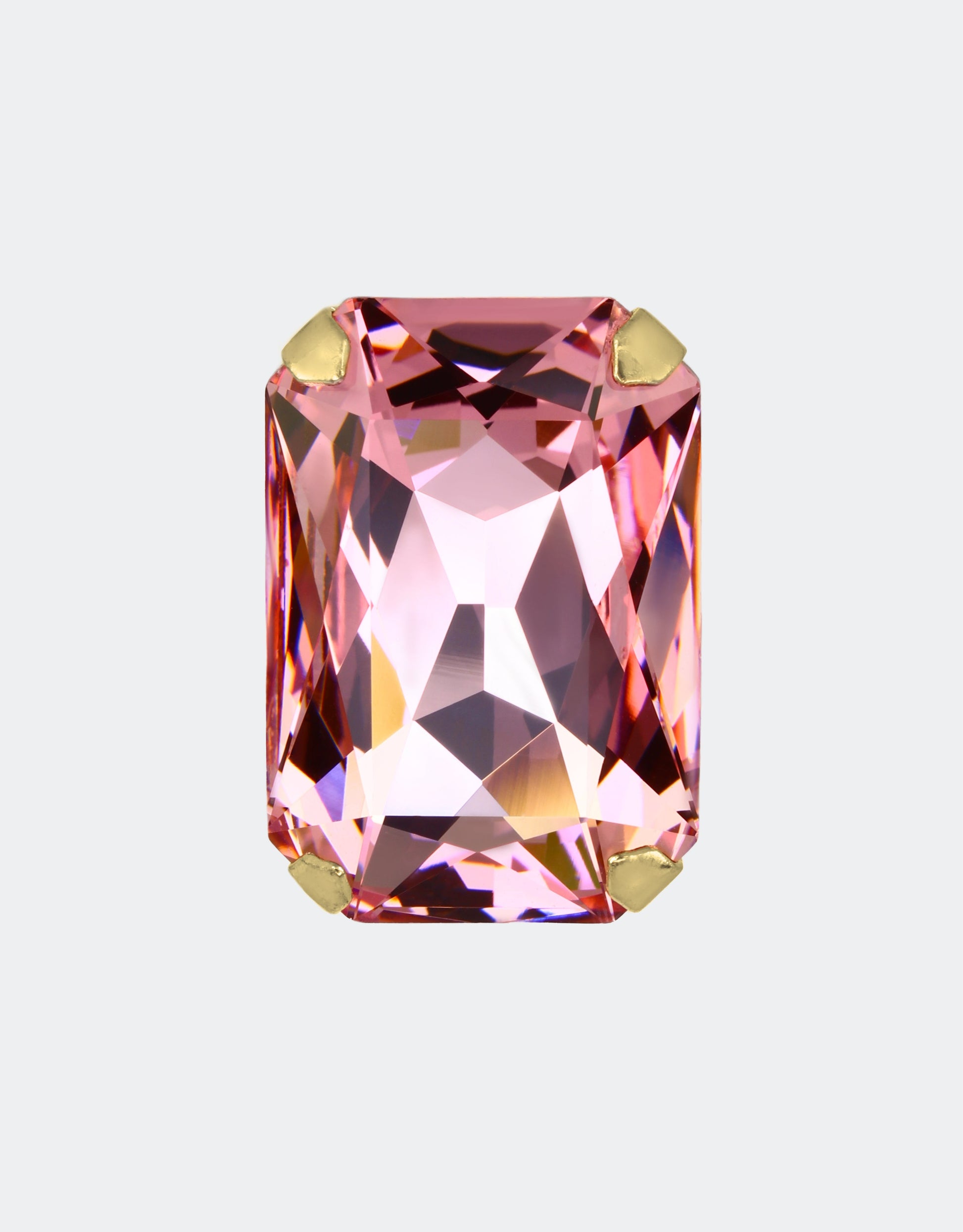crystal ring with rectangular stone golden plated adjustable band 