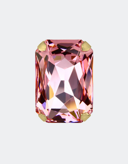 crystal ring with rectangular stone golden plated adjustable band 