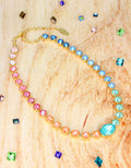 colourful designer necklace with the golden extension chain, in european style