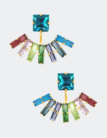 multicolor crystal jacket earrings for women
