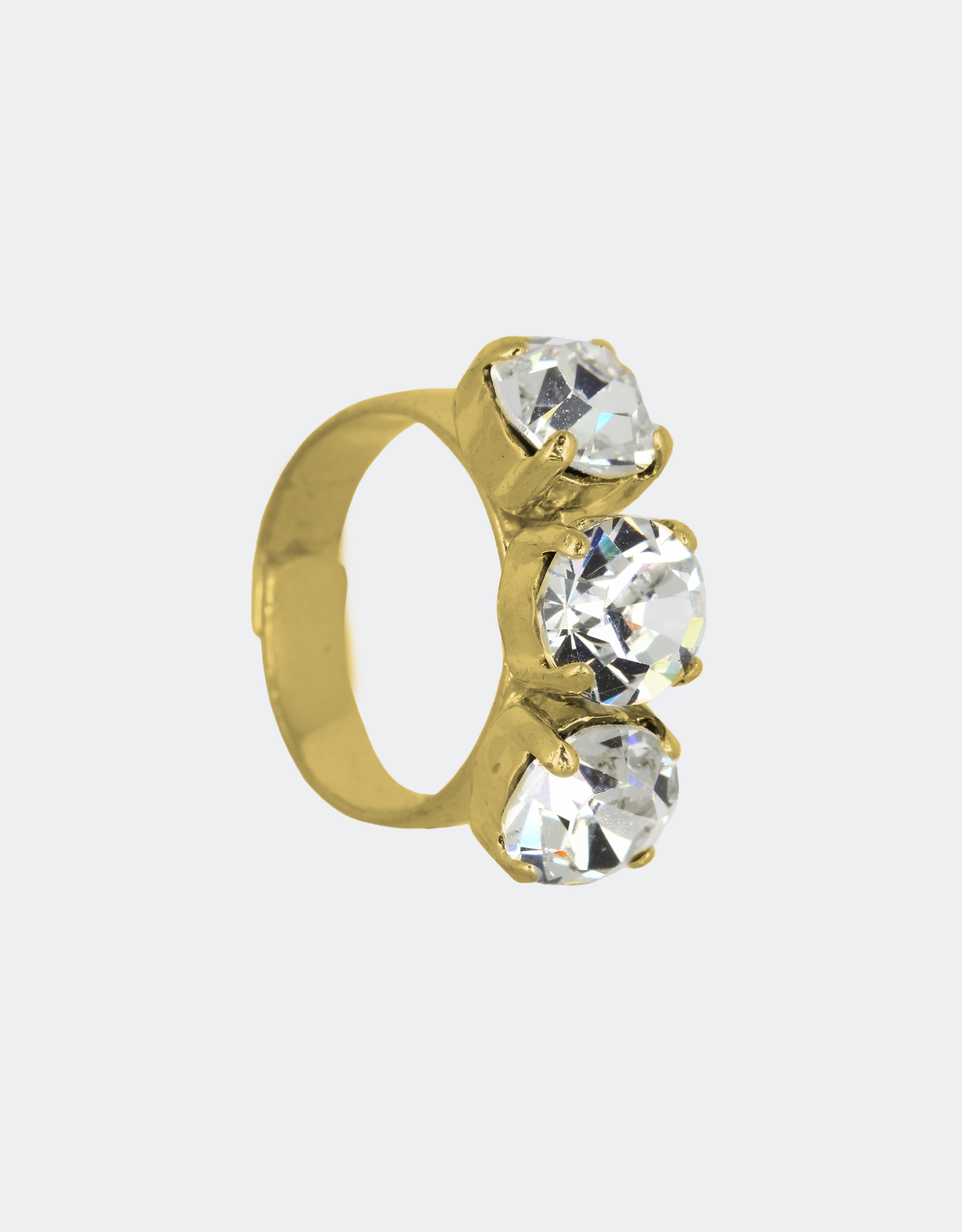 crystal ring with gold plated adjustable band