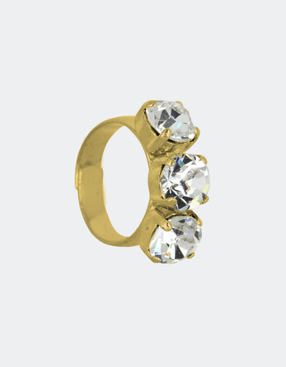 crystal ring with gold plated adjustable band