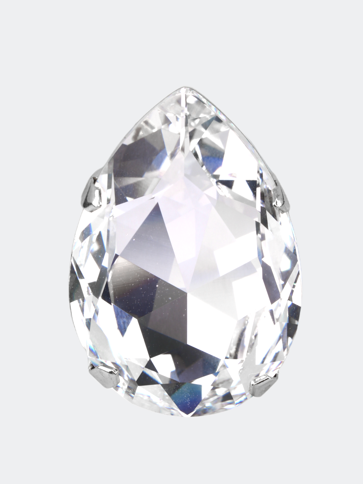 crystal ring with silver band 