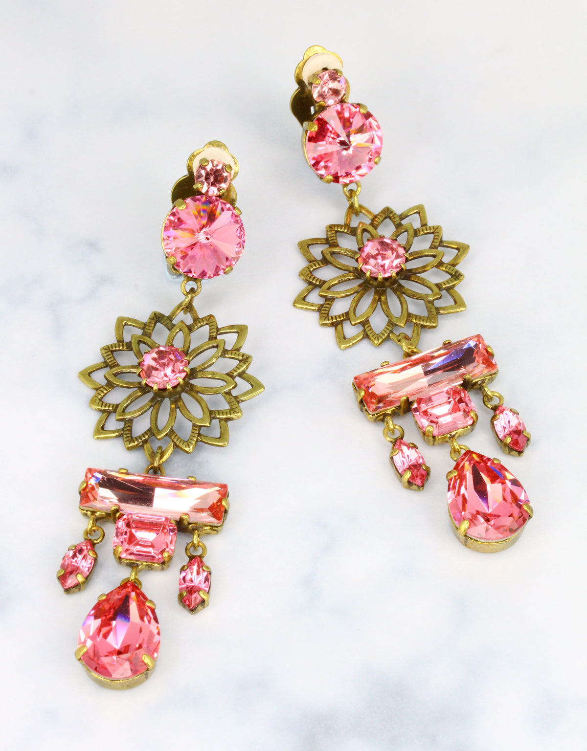 dangle drop earrings in rose color a chic wedding jewellery