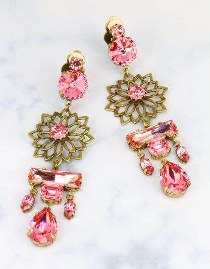 dangle drop earrings in rose color a chic wedding jewellery