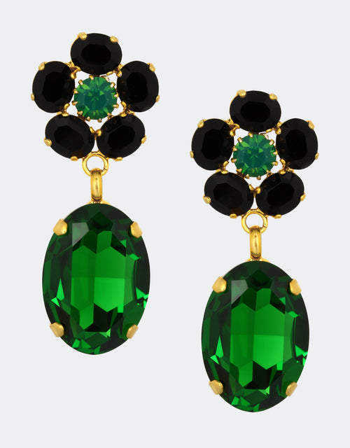emerald dangle drop crystal earrings