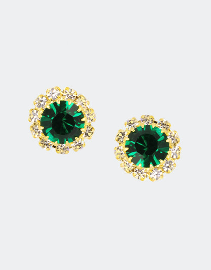 june rosetta emerald green crystal studs