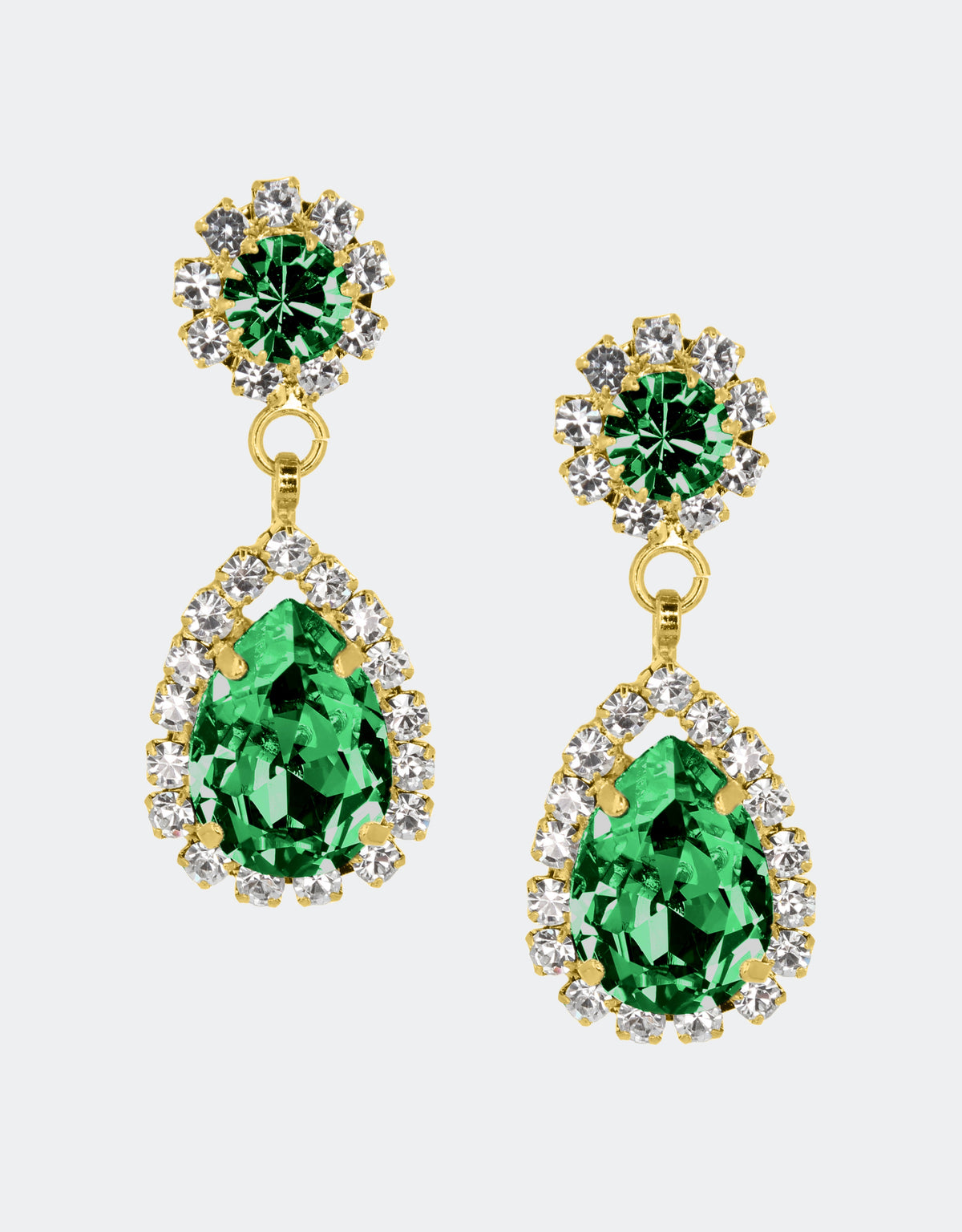 emerald pear earrings for night parties and black gowns