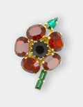 floral design blazer pin with premium crystals