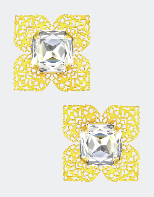 lotus floral earrings, a unique vintage jewellery design