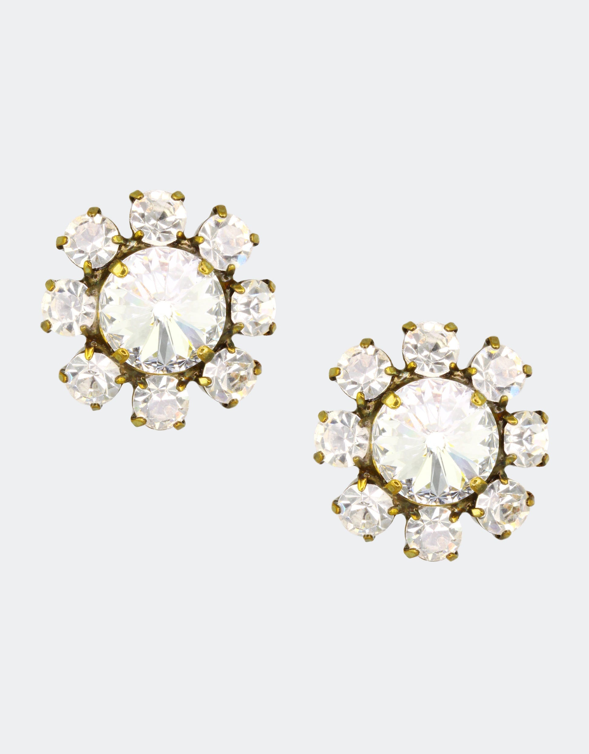 floral crystal earrings in stud form with simple design 