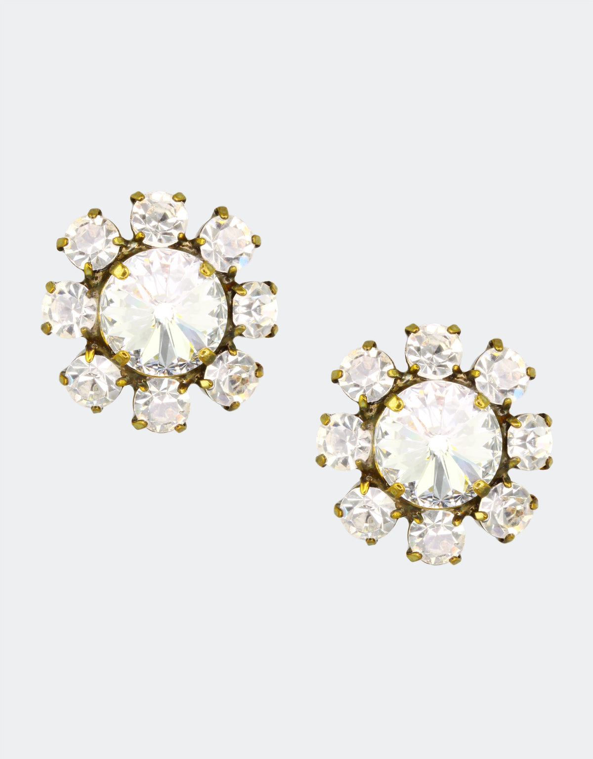 floral crystal earrings in stud form with simple design 