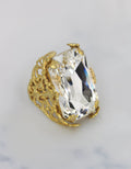 gold plated statement ring with adjustable band for evening soiree