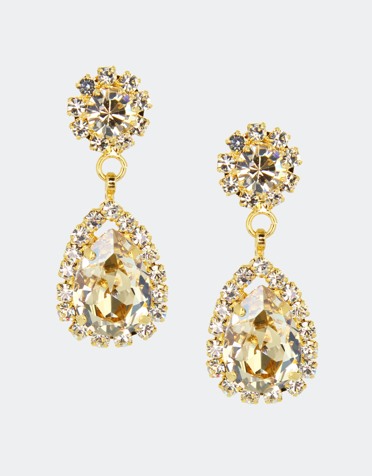golden crystal bridal earrings