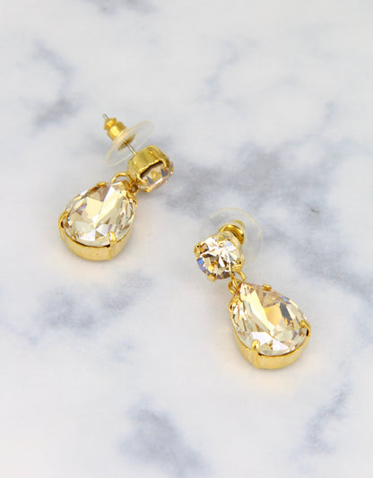 bridal earrings with golden crystal and dangle design