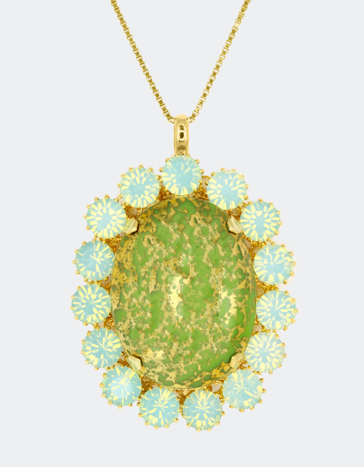 green cabochon pendant necklace