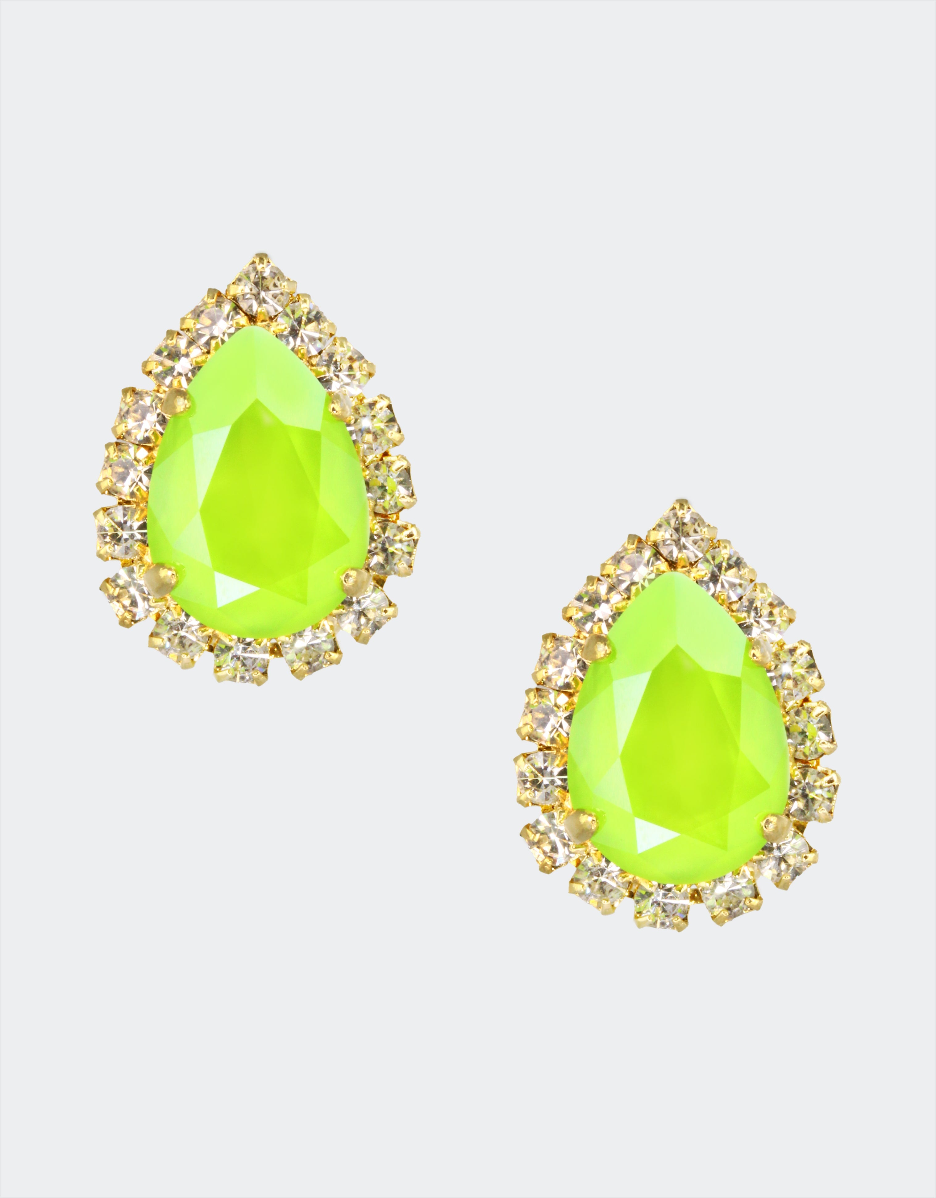 london favourite prom jewellery brand selene crystal has pear shape green earrings