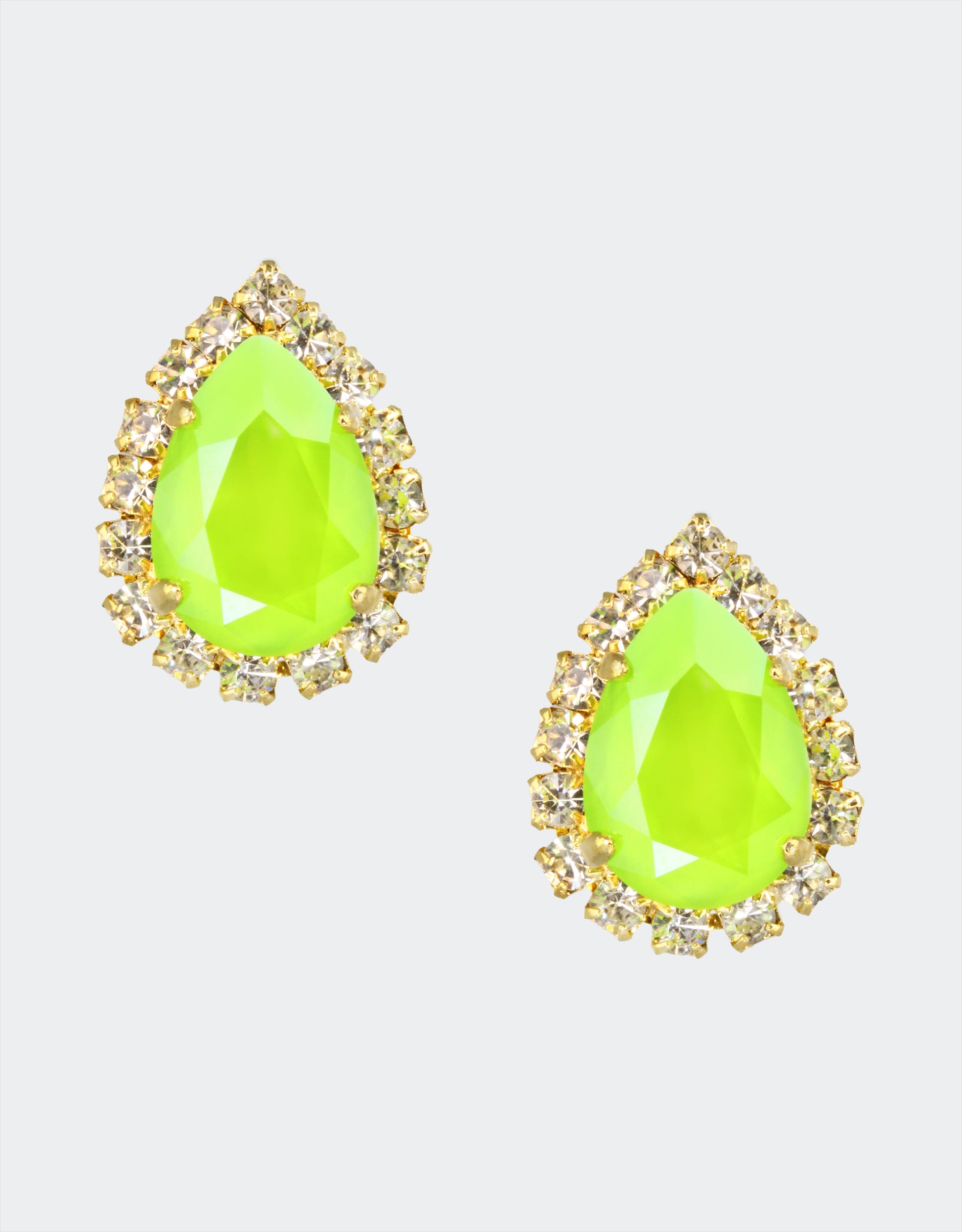 london favourite prom jewellery brand selene crystal has pear shape green earrings