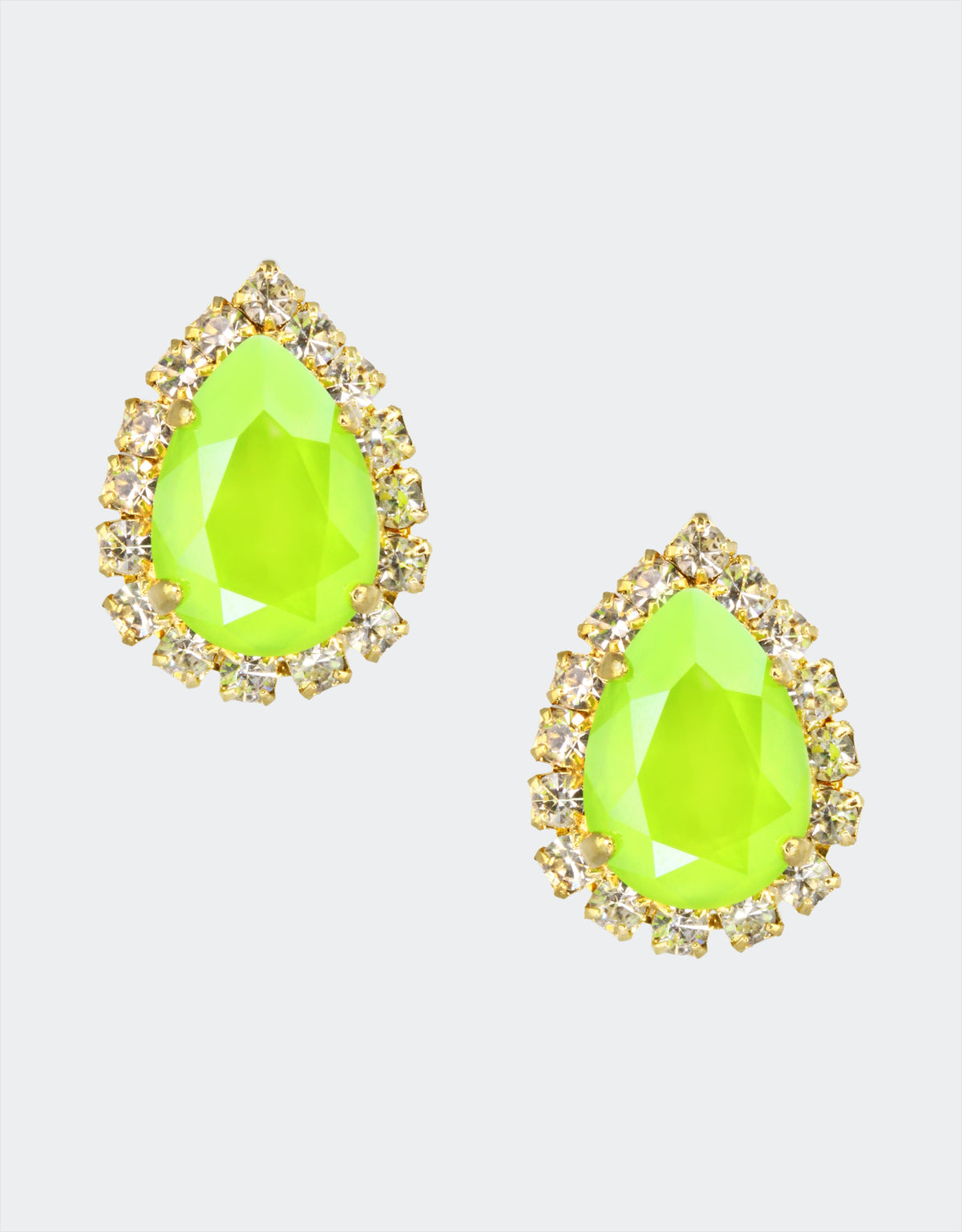 london favourite prom jewellery brand selene crystal has pear shape green earrings