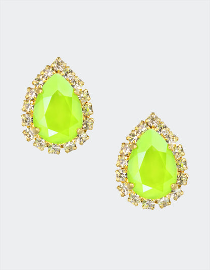 london favourite prom jewellery brand selene crystal has pear shape green earrings